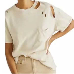 Free People Rubi Short Sleeve Round Neck Distressed